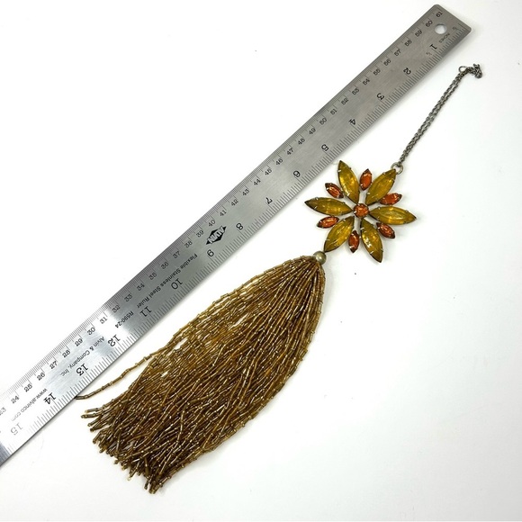 Jewelry Christmas Tree Ornament Glass Star Burst with Glass Bead Tassel - Picture 4 of 8